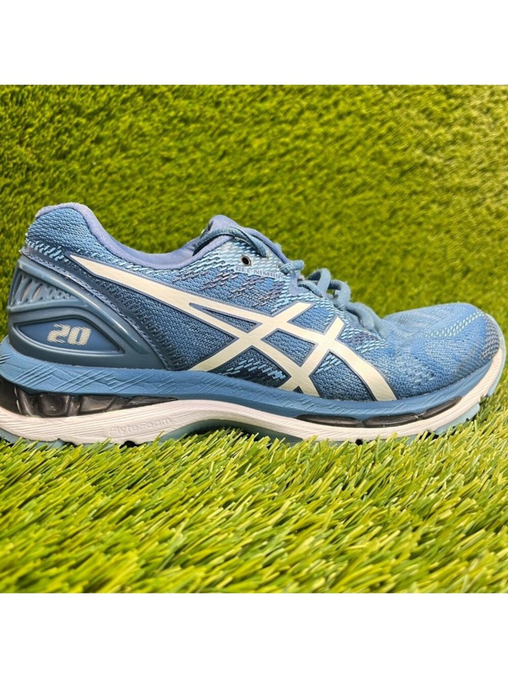 Asics Gel-Nimbus 20 Womens Size 8 Blue White Athletic Running Shoes Sneakers